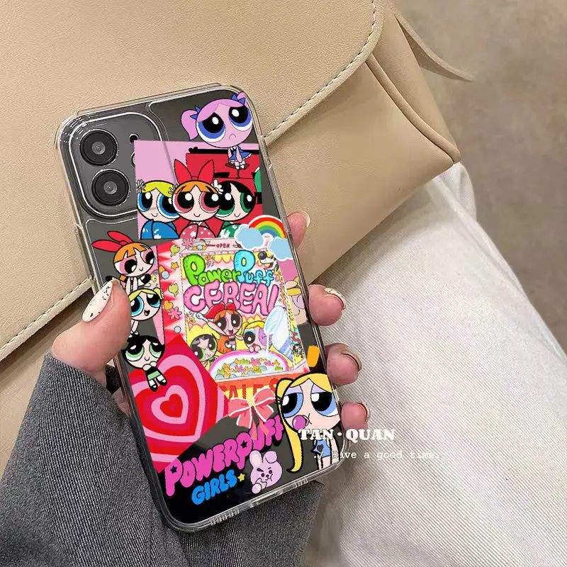 

Bandai The Powerpuff Girls Cartoon Phone Case for iPhone 13 12 11Pro Max X XS MAX XR Mini Clear Silicone Shockproof Back Cover