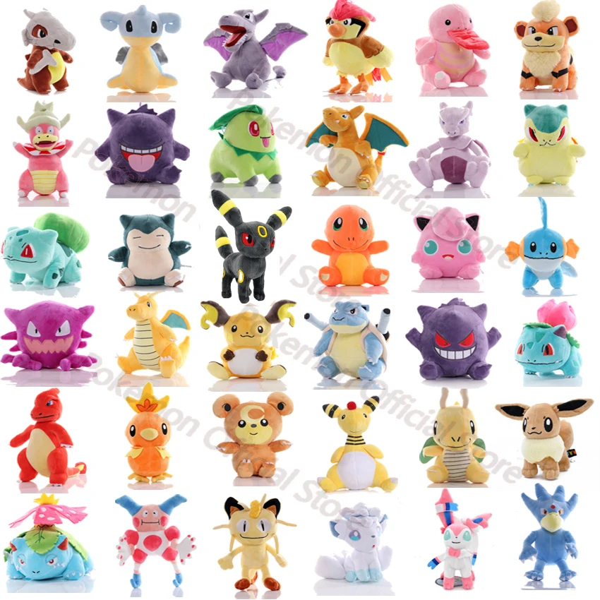 

Cute Pokemon Plush Toy Anime Pikachu Mewtwo Eevee Charmander Gengar Figure Stuffed Plush Dolls Toys for Boys Kids Birthday Gifts