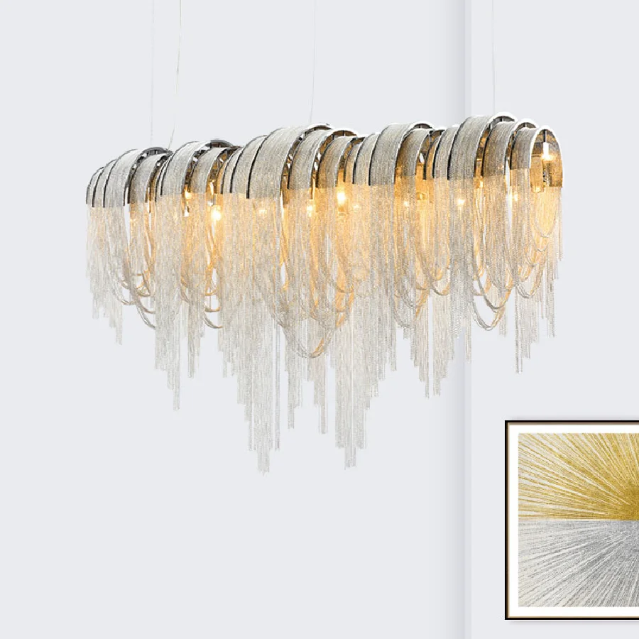 

Современный роскошный подвесной светильник с хромированной золотой кисточкой, светодиодный светильник E14, металлическая Подвесная лампа д...