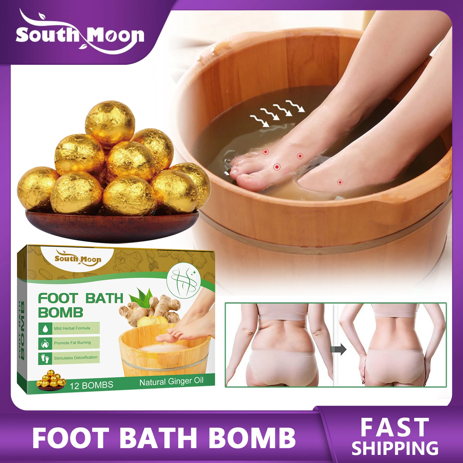 Ginger Slimming Foot Soak Pills Foot Bath Balls Soaking Feet Powder Detoxification Body Sculpting Tighten Thigh Muscles Foot Spa