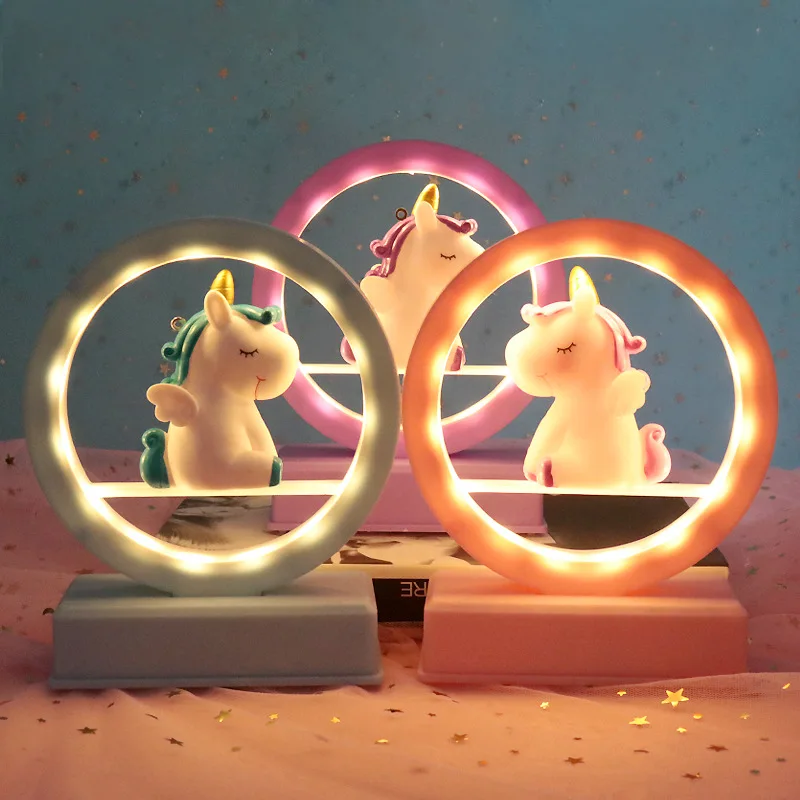 

LED Night Light Unicorn Creative Lamp Battery For Bedroom Decor Girls Lights Christmas Gift Kids Birthday Room Craft Table Light