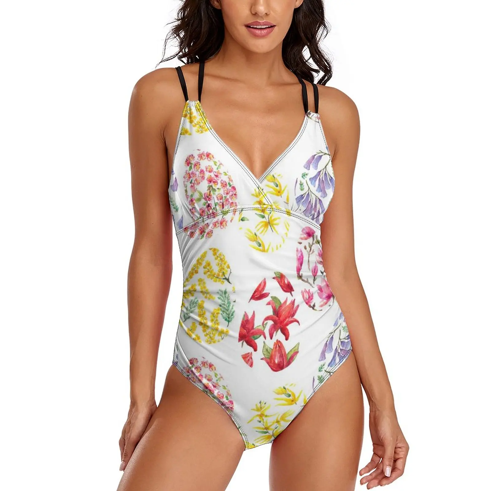 

Easter Swimsuit Flower Eggs Art Print Swimwear One Piece Bathing Suit Sexy Stylish Sport Swimsuits Plus Size