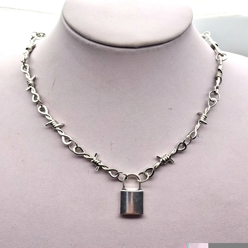 

Small Wire Brambles Iron Unisex Choker Necklace Women Hip-hop Gothic Punk Lock Barbed Wire Little Thorns Chain Choker Gifts