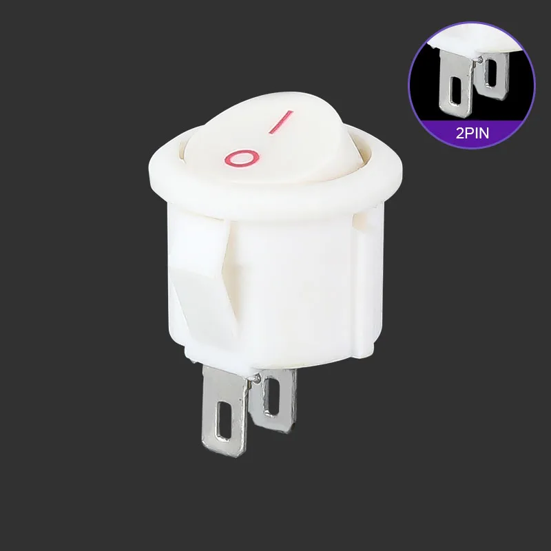5Pcs 20mm Diameter Round Rocker Switches Black Mini White Red 2 Pin ON-OFF Switch KCD1-105 |