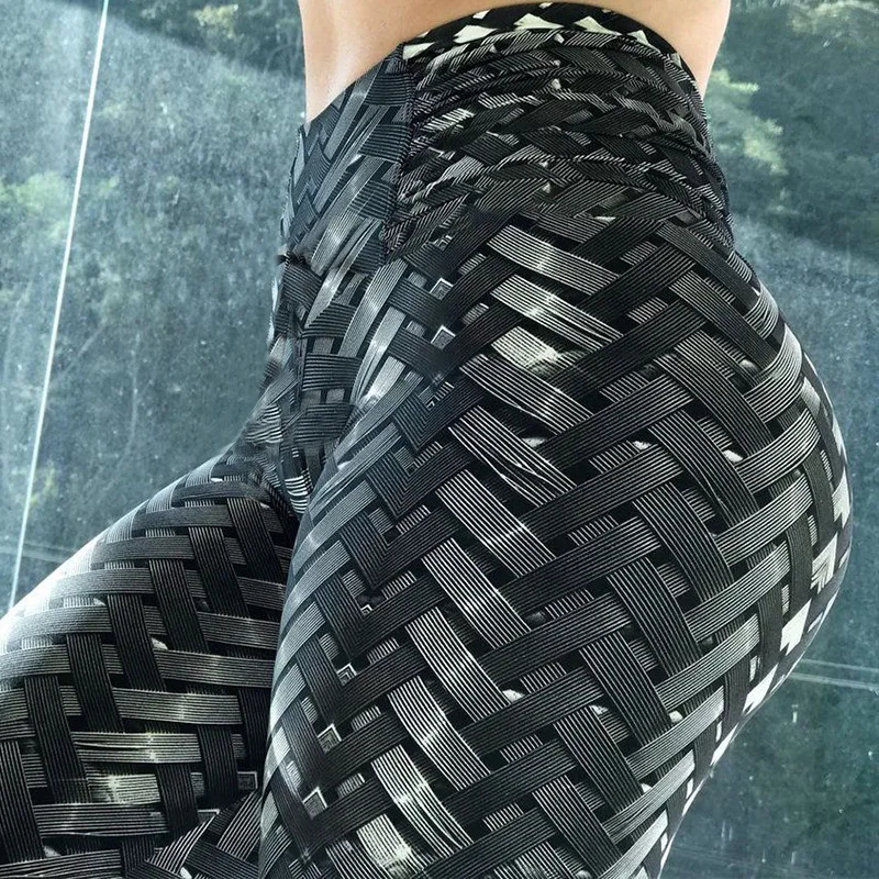 2022 Digital Knit Print Leggings Sport Fitness High Waist Push Up Running Body Building Skinny Pants Womens Clothing Sweatpants