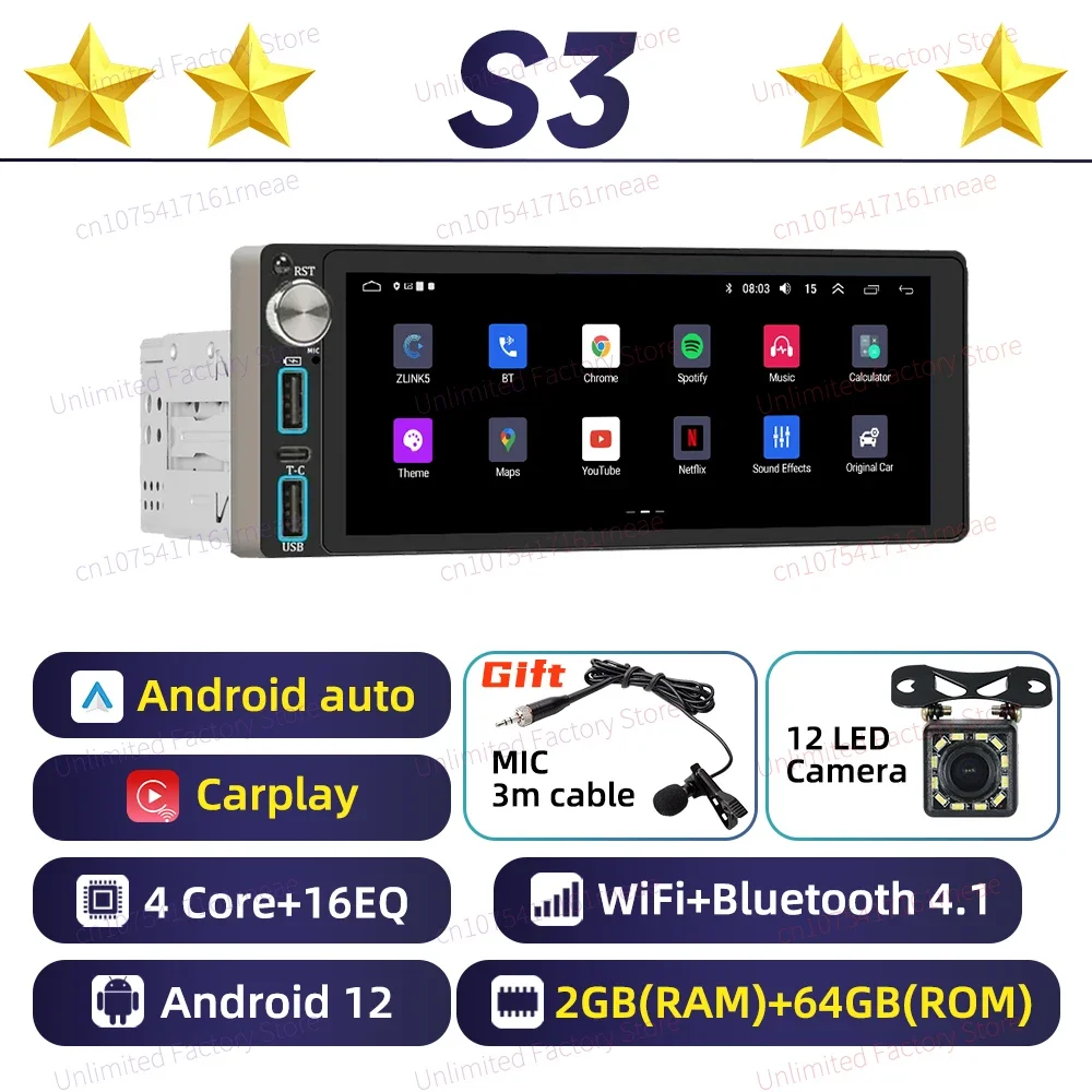 

Carplay Android Auto 6,86 "экран мультимедиа 1 Din Android автомобильный радиоприемник для Citroen Jumpy 2007-2016 головное устройство стерео GPS навигация