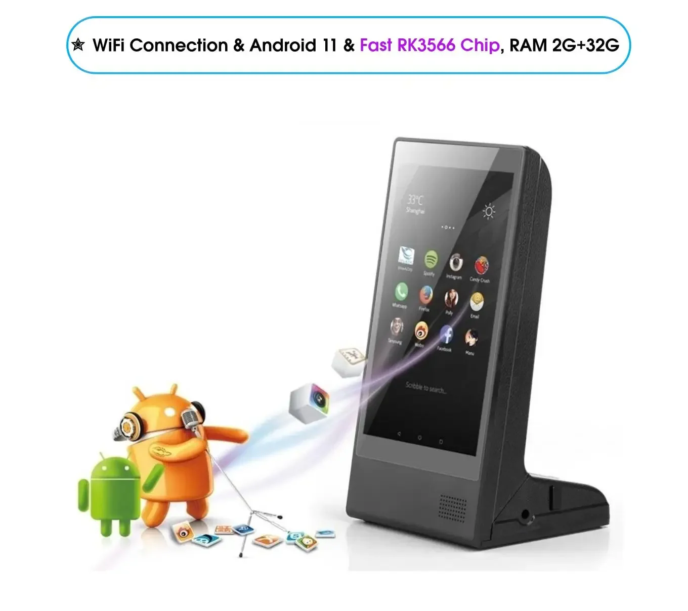 FYD-898 L-образный ресторан-бар умный маленький ЖК-дисплей Android Wi-Fi удаленный монитор