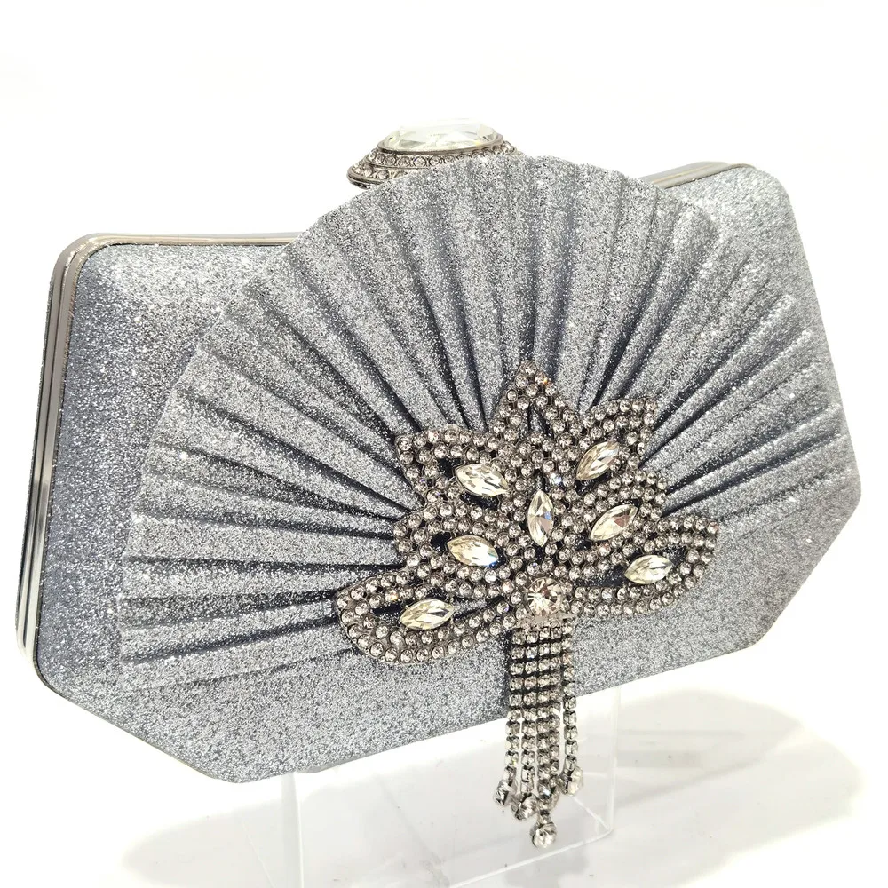 CINESSD  Fresh Beautiful Silver Women's Shoes Totem-style Arrangement Of Rhinestone Design Party Ladies Shoes And Handbags