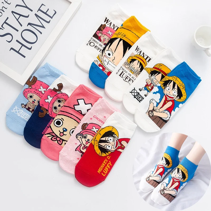 

One Piece summer cotton cartoon invisible boat socks anime figures Luffy Roronoa Zoro Sanji cute men and women socks