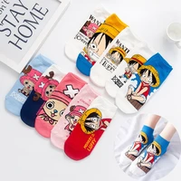 one piece summer cotton cartoon invisible boat socks anime figures luffy roronoa zoro sanji cute men and women socks