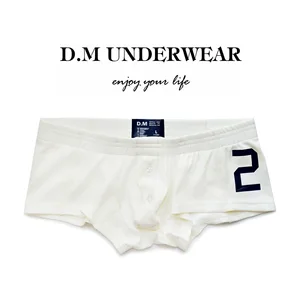 D. M Men's Underwear Sexy and Simple Quadrangle Pants Button Bag Letter 20 Thread Cotton Thick Flat 