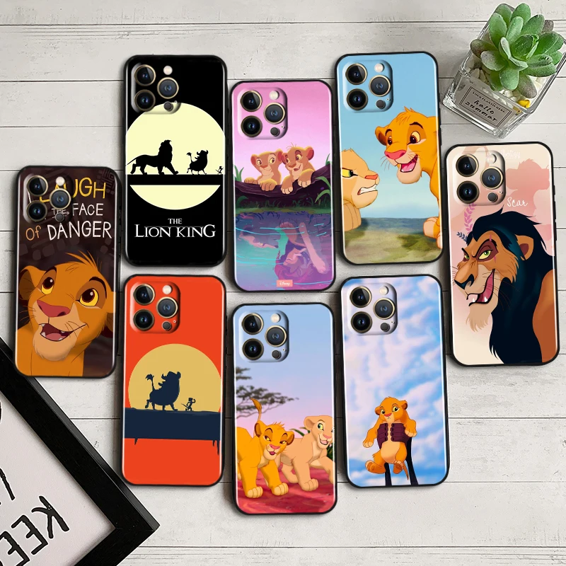 

The Lion King Simba Black Phone Case For iPhone 14 13 12 Mini 11 XS Pro Max X XR 8 7 6 Plus 5 SE 2020 Soft Cover Shell Capa