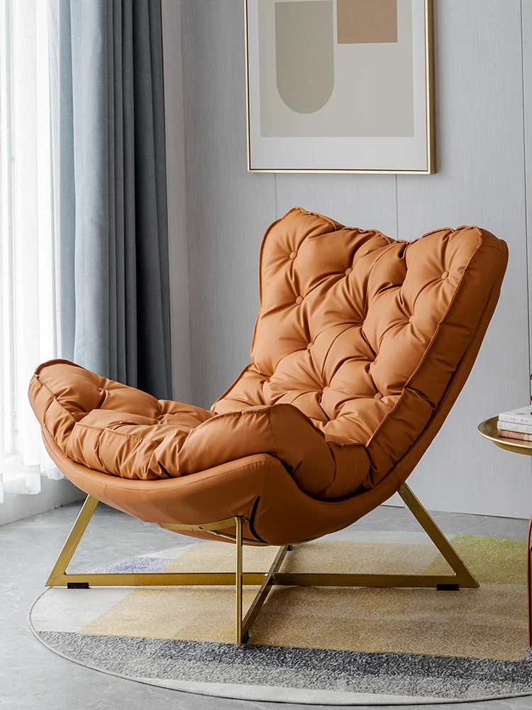 

Zq скандинавский ленивый кожаный диван-стул для балкона легкое роскошное домашнее кресло для отдыха в виде яиц с одним откидным креслом