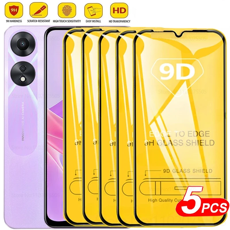 Закаленное стекло 9D для OPPO A78 Reno 8 7 Pro Plus Lite A54S A98 A74 A54 A17 A94 Z Find X5 X3 5 шт. Защитное