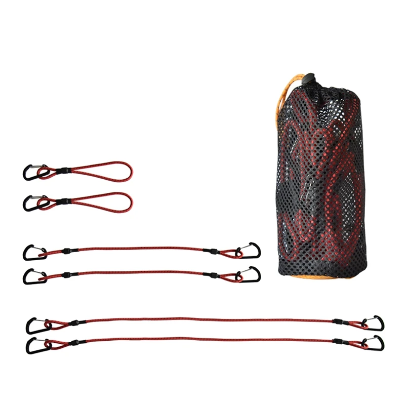 

6Pcs Bungee Cord Tie Strap String With Carabiner Hooks Tent Kayak Camping Cycling Luggage Accessory,15Cm/20Cm/50Cm