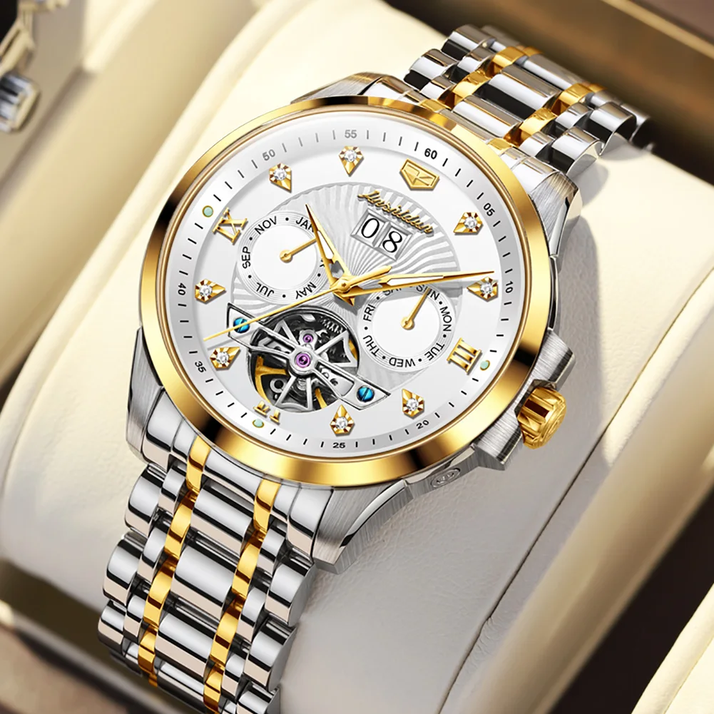 Часы JSDUN Мужские механические Роскошные автоматические водонепроницаемые с