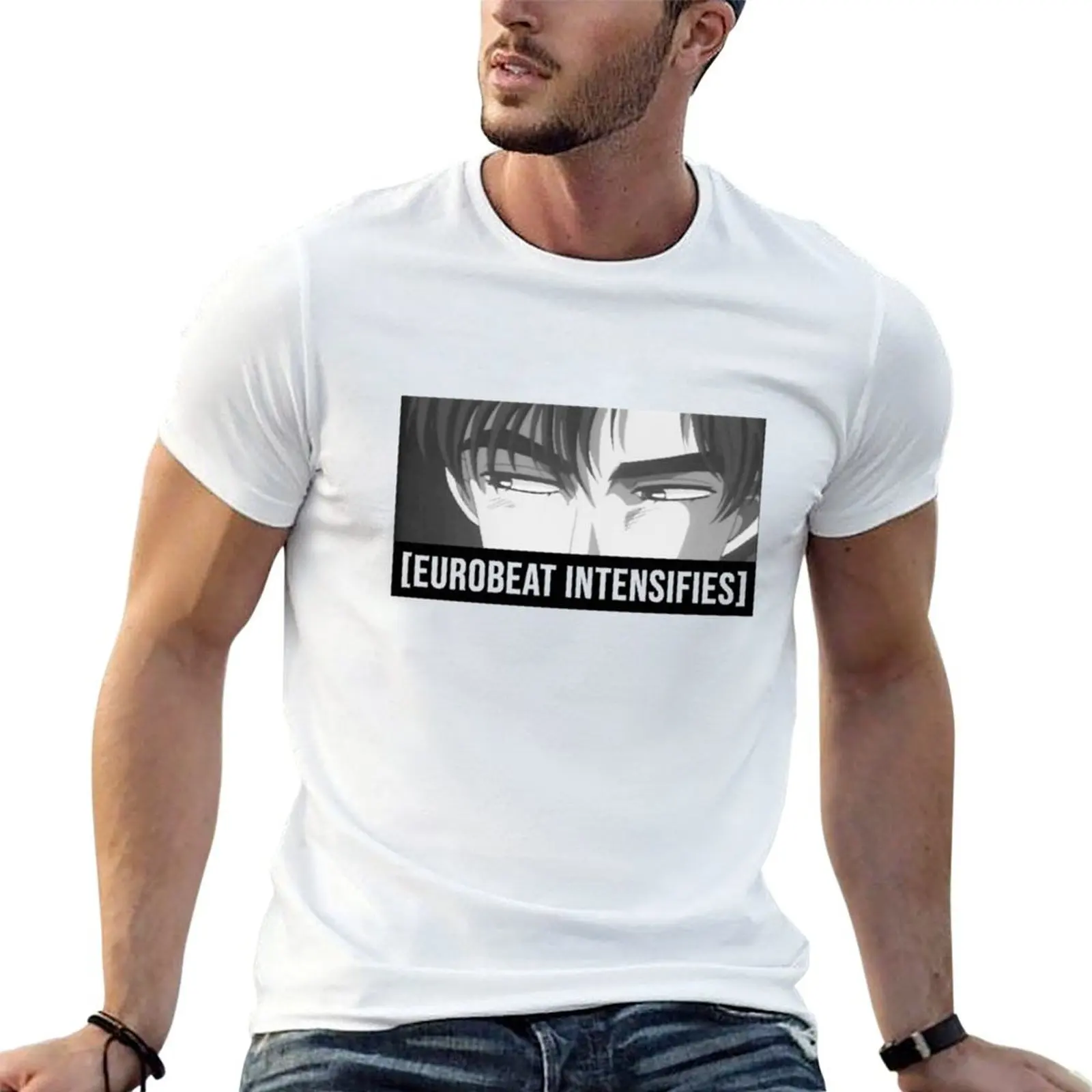 Фото Футболка Eurobeat Intensifies T-Shirt для мужчин, мужские футболки с принтом, мужские футболки с графическим винтажным рисунком №1