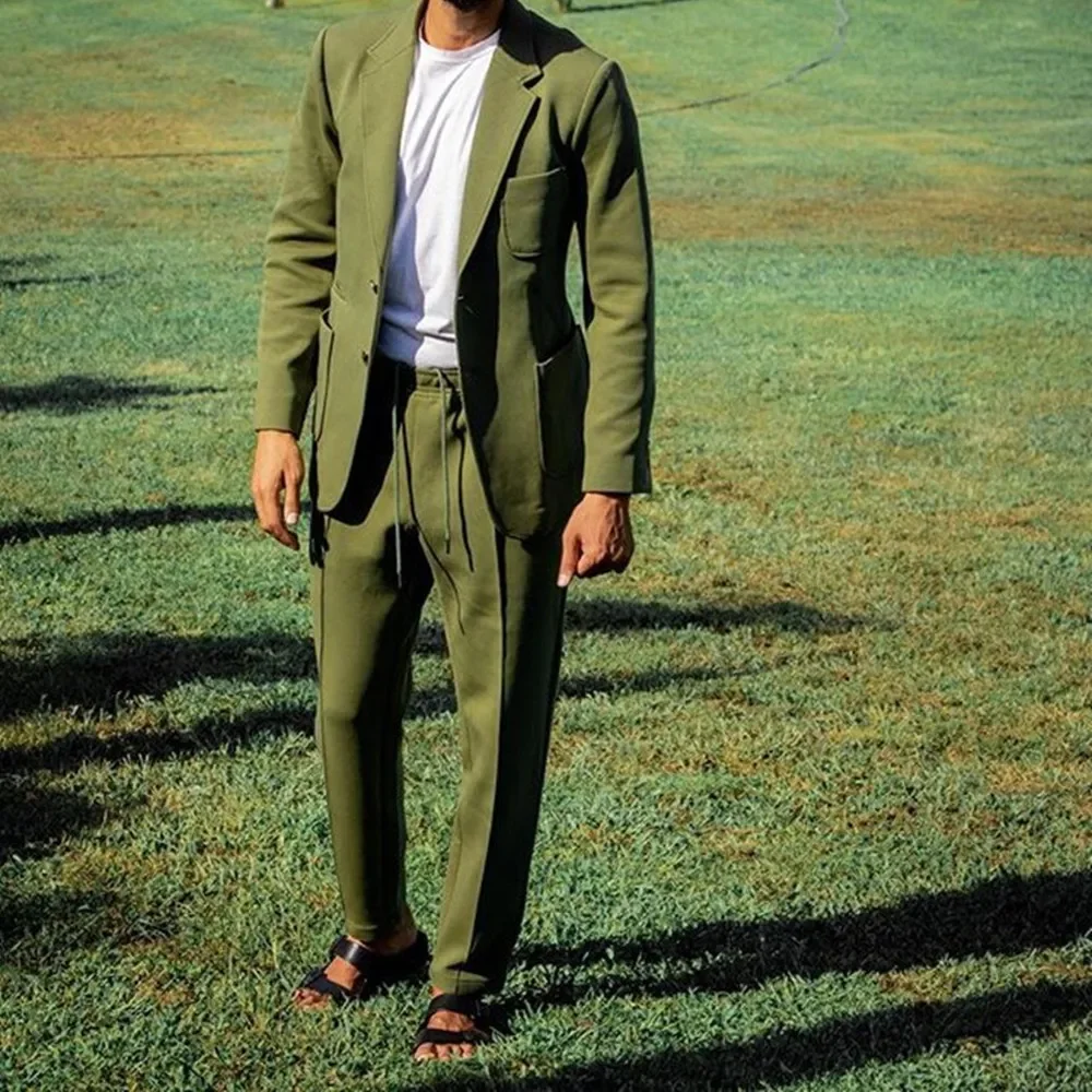 Костюмы мужские зеленые из 2 предметов повседневные для выпускного вечера