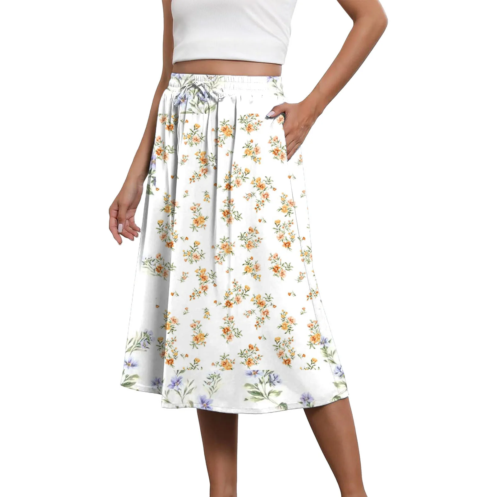 Винтажная полуюбка с цветочным принтом Prairie Chic высокой эластичной резинкой на