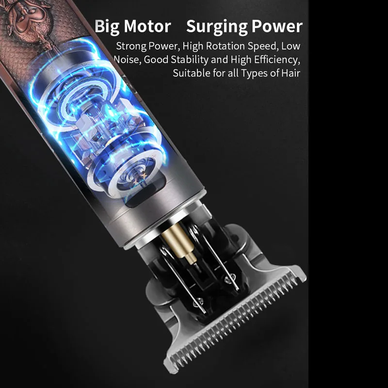 New T9 Professional Hair Clipper Men Cordless Vintage engrave Hair trimmer LCD display Hair Cutting Machine Barber For Man Adult enlarge