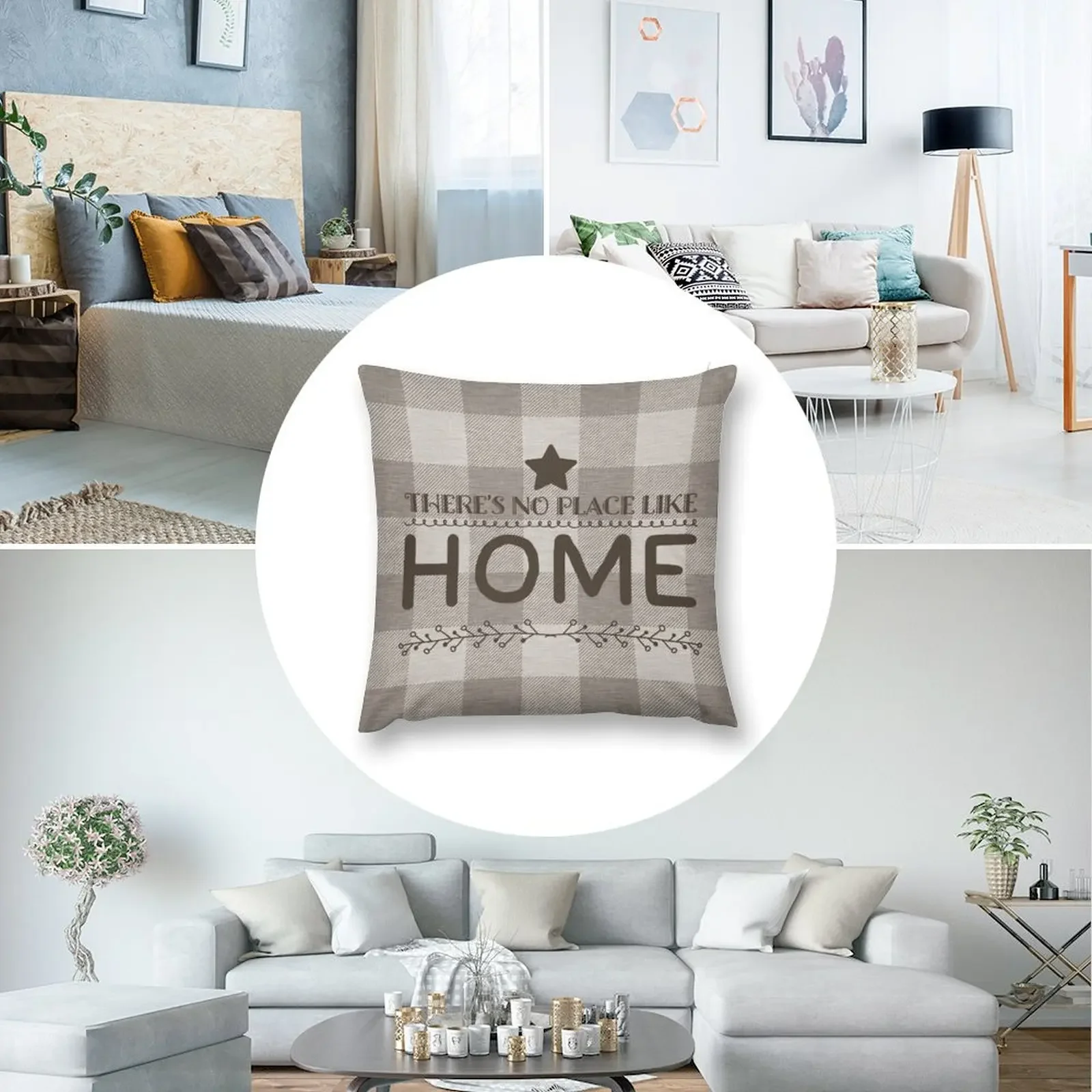 No place like Home Plaid - серо-серая декоративная подушка рождественские чехлы для подушек