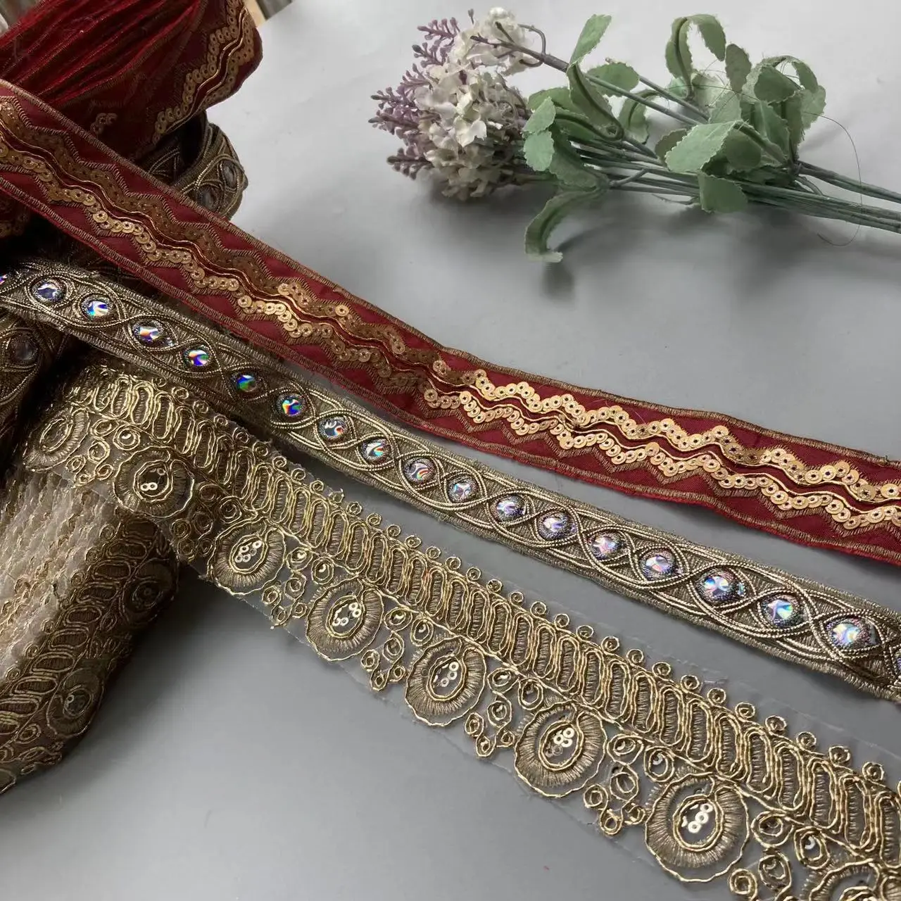 2 ярда этническая красная золотая нить с блестками африканская кружевная бейка