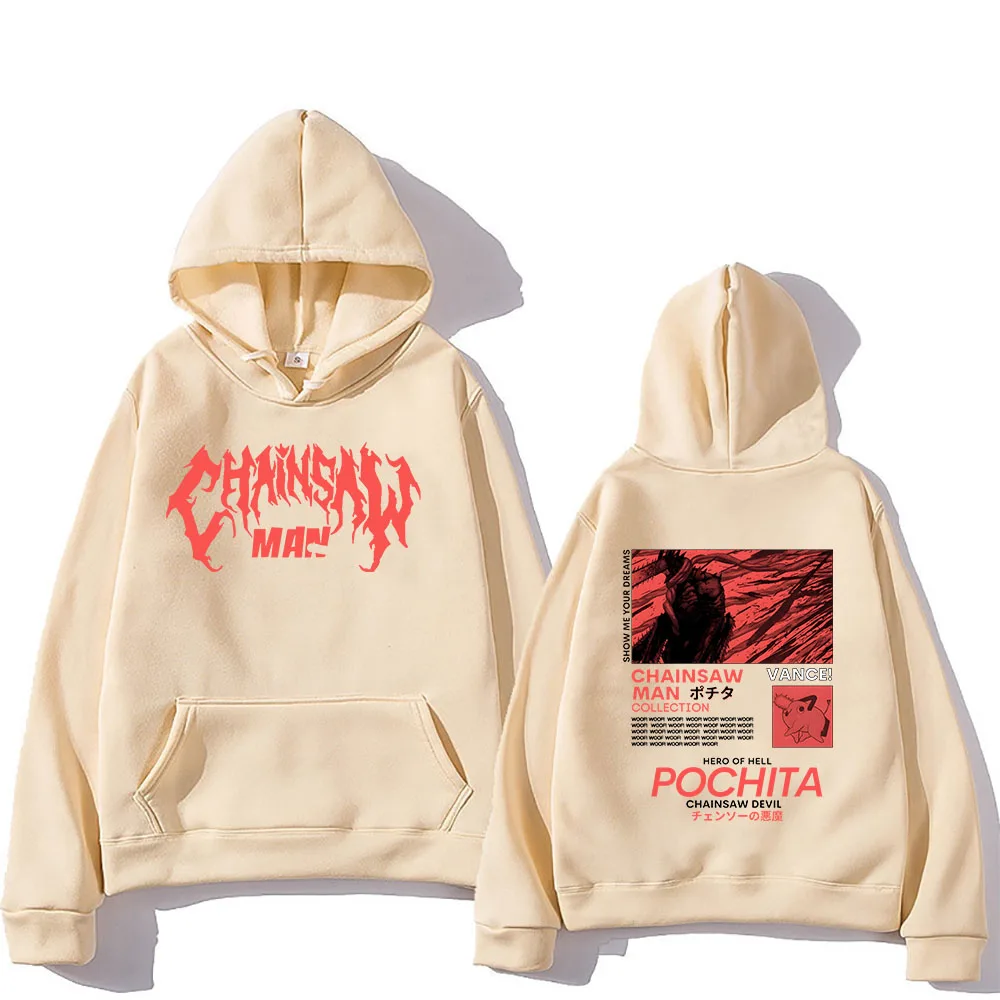 

Fashion Chainsaw Man Pochita Hoodies Gothic Long Sleeve Cartoon Graphic Print Sweatshirts Streetwear Mens Pullovers Autumn