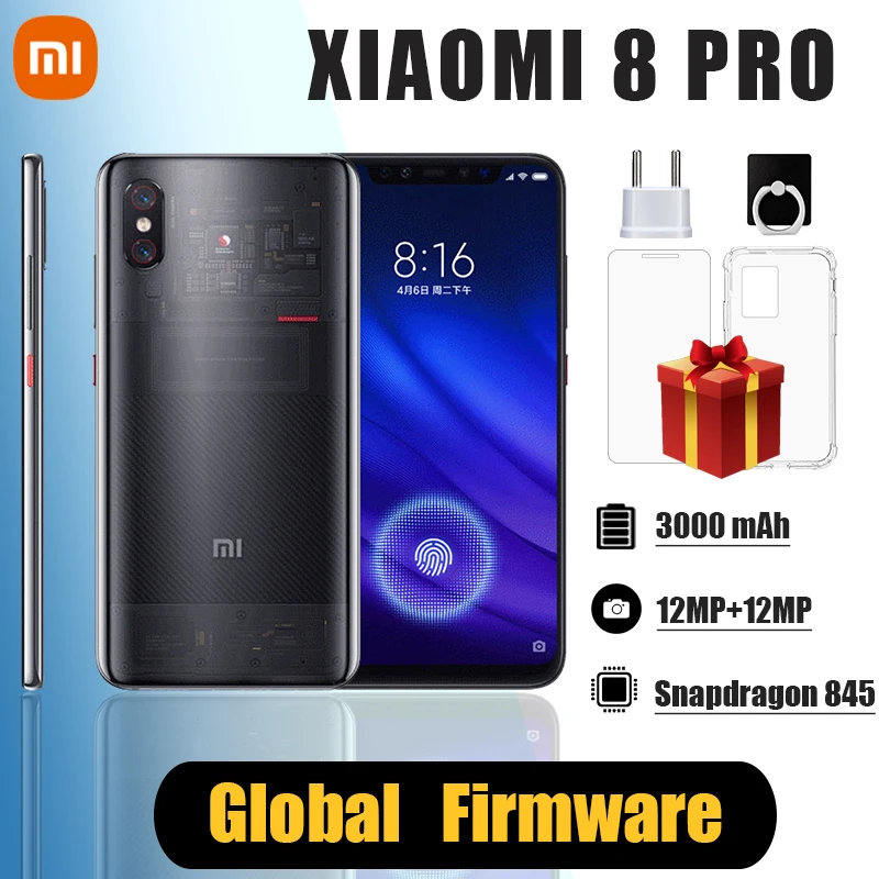 Xiaomi 8 Explorer Edition Smartphone,  MI 8 PRO Cellphone Snapdragon 845 Android Cellphone Fingerprint NFC 3000 mAh