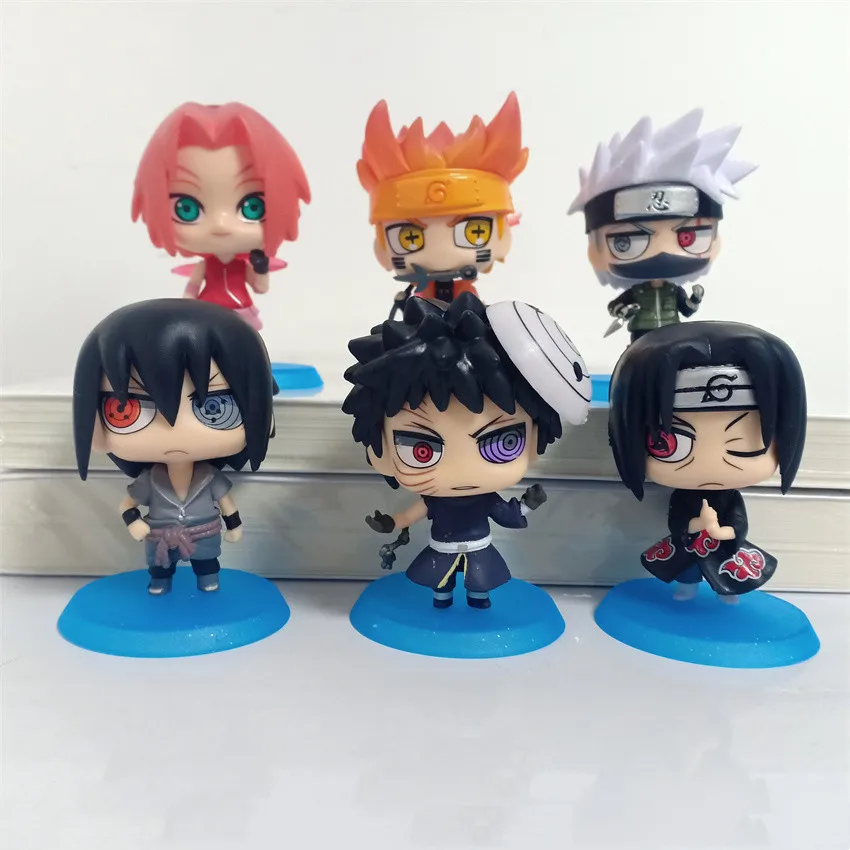 

Мини-фигурка NARUTO Kawaii, 6 шт./лот, 5-6 см, версия Q, фигурка Наруто, Какаси, Саске, Итачи, Обито, Сакура, детская игрушка