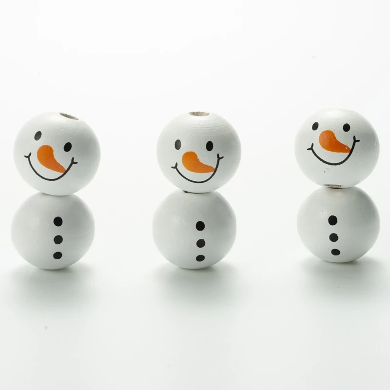 

Christmas Wooden Beads Snowman Bead for DIY Crafts Garland Making Winter Christmas Party Farmhouse Decoration