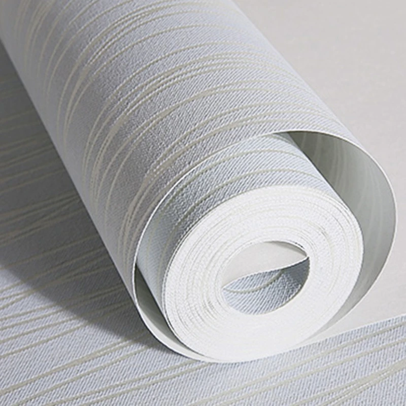 

10M/Roll Modern Style Wall Paper Striped Solid Color Non-Woven Wallpaper Living Room TV Sofa Background Wall Cover Decoration