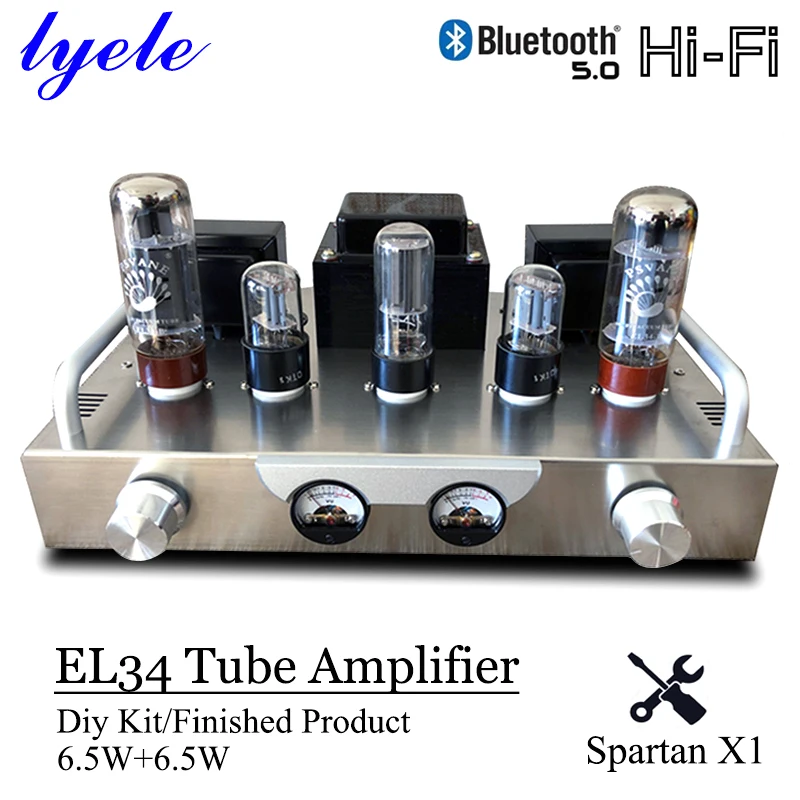

Lyele Audio EL34 Vacuum Tube Amplifier Diy Kit Hifi Audio Amplifier Class A High Power 6.5w*2 VU Meter Bluetooth 5.0 Tube Amp