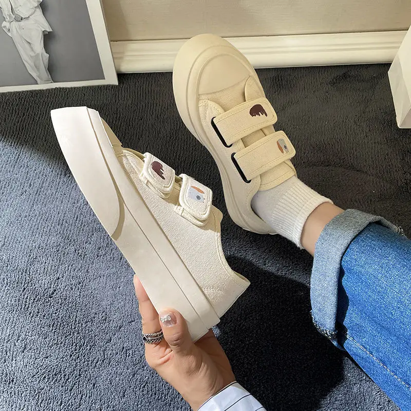 SHANPA Cute Student Canvas Shoes for Women Big Head Japanese New Summer Trendy All-match Casual and Lightweight Zapatillas Mujer