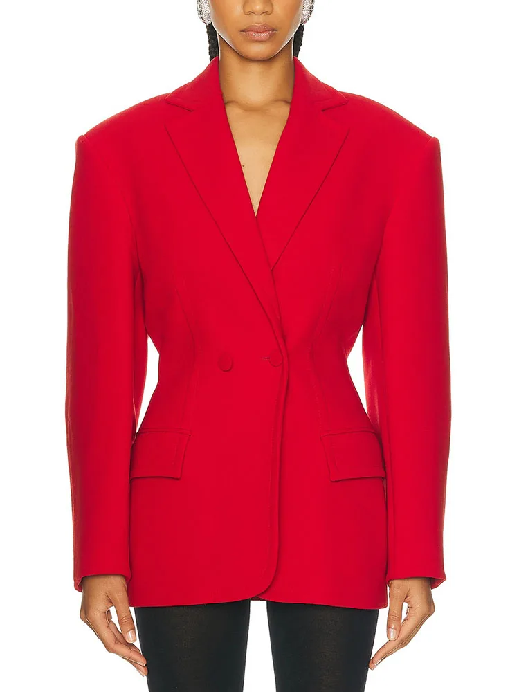 Женская одеждаingy2k осенне-зимний блейзер с объемным силуэтом и длинными рукавами