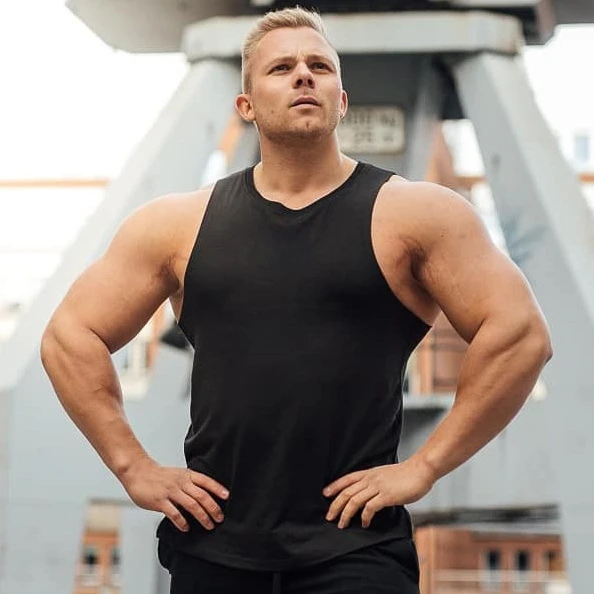

Men Sleeveless Shirt Round Hem Cotton Tank Tops Men Workout Fitness Weightlifting Slim Fit Bodybuilding Top Tee