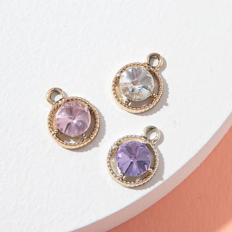 

10pcs Alloy Gold Color Rhinestone Round Charms For Earrings Necklaces DIY Love Charms Jewelry Making Accessories