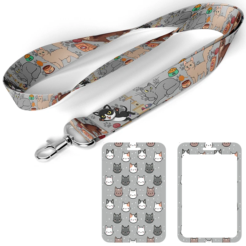 Шнурок D0968 для ключей с мультяшным котом и котенком чехол удостоверения личности