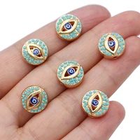 5pcs gold plated crystal evil eye spacer loose beads for jewelry making bracelet necklace accessories diy 12mm