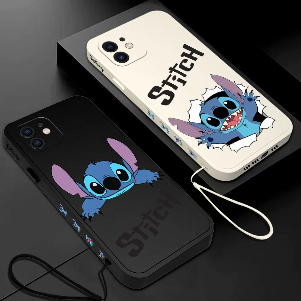 

Cute Disney Stitch Phone Case For Samsung Galaxy S23 S22 S21 S20 Ultra Plus FE S10 4G S9 S10E Note 20 10 Plus With Lanyard Cover