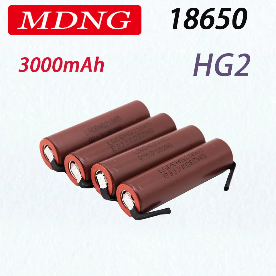 

Original Battery 18650 HG2 3000mAh with Strips Soldered Batteries for Screwdrivers 30A High Current + DIY Nickel Inr18650 Hg2