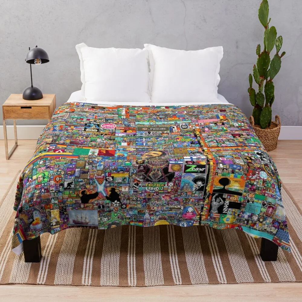

Fuzzy Blanket Anti-Pilling Flannel Bohemian R/Place Final 2022 Throw Blankets