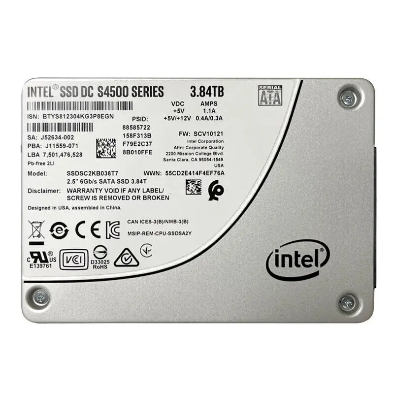 

3.8TB 1.92TB 960GB Intel ssd S4500 DC Series 2.5 inch SATA3 Solid State Drive SSDSC2KB038T701 SSDSC2KB0192T7P