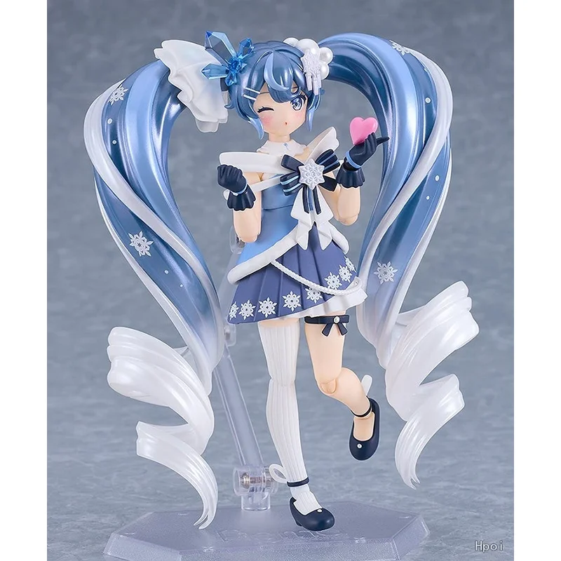 Фото Оригинальная фигурка Good Smile Figma # 669 Снежная Мику: Кристальная снежная версия Подвижная фигурка Max Factory Хацунэ Мику, аниме-модель, подарок №4