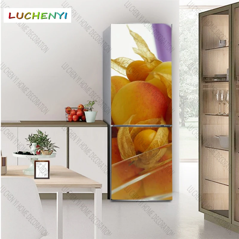 Наклейка на холодильник фрукты лимон чай