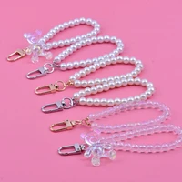 creative bear pearl chain keychain womens diy fashion pendant accessories beaded jewelry