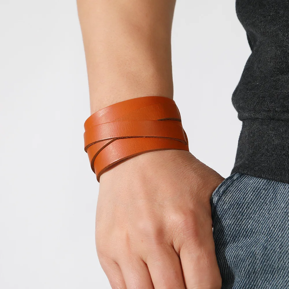 

Bracelet for Men Fashion Punk Double Layer Vintage Leather Crossover Bracelet Personality Street Man Bracelet Charm Bracelet