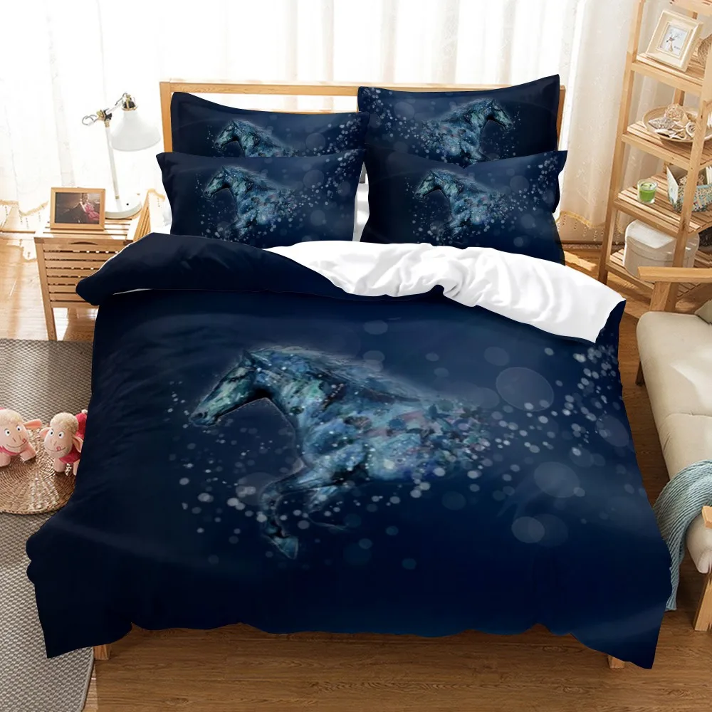 

3D Cartoon Animal Cat Horse Pattern Home Textiles 2/3pcs King Size Girl Bedding Set Duvet Cover