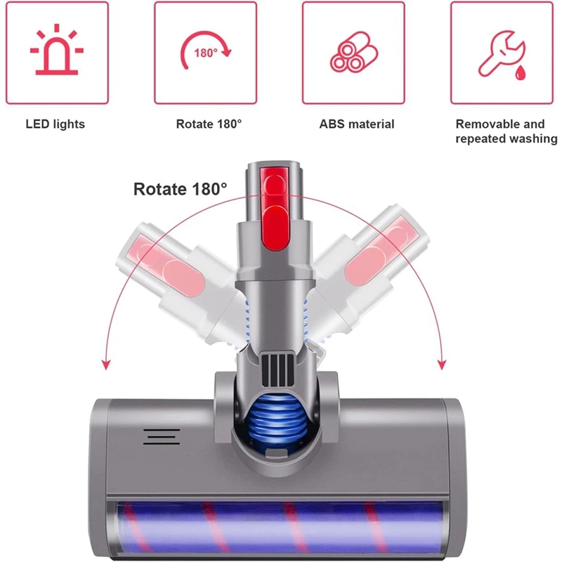 Для Dyson V15 V11 V10 V8 V7 насадка для пылесоса мягкая роликовая щетка замена с подсветкой