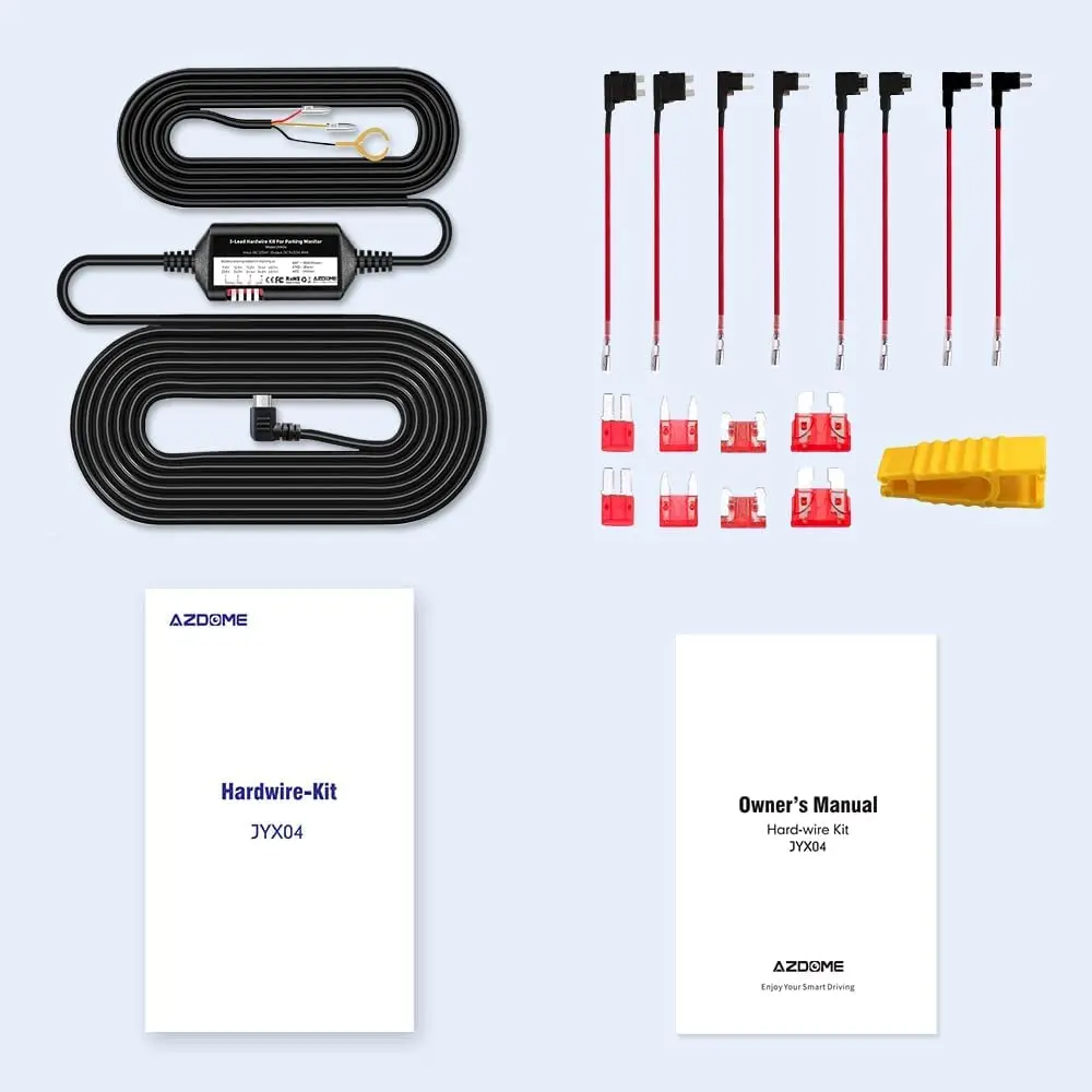 

AZDOME Micro USB-порт JYX04 HardWire Kit для автомобильного видеорегистратора, видеорегистратора, защита от низкого напряжения, кабель питания ACC 12 В-24 В вход 5 В, 3 А