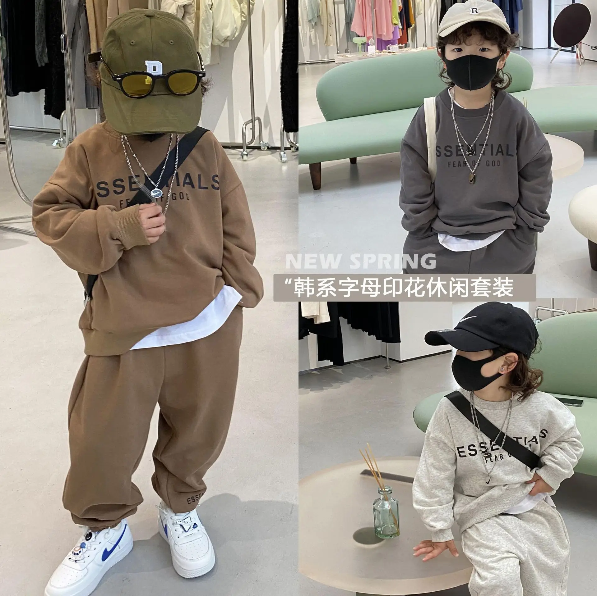 2022 spring new children's casual suit round neck letter sweater sportswear baby fashionable two-piece suit girls outfits  clot